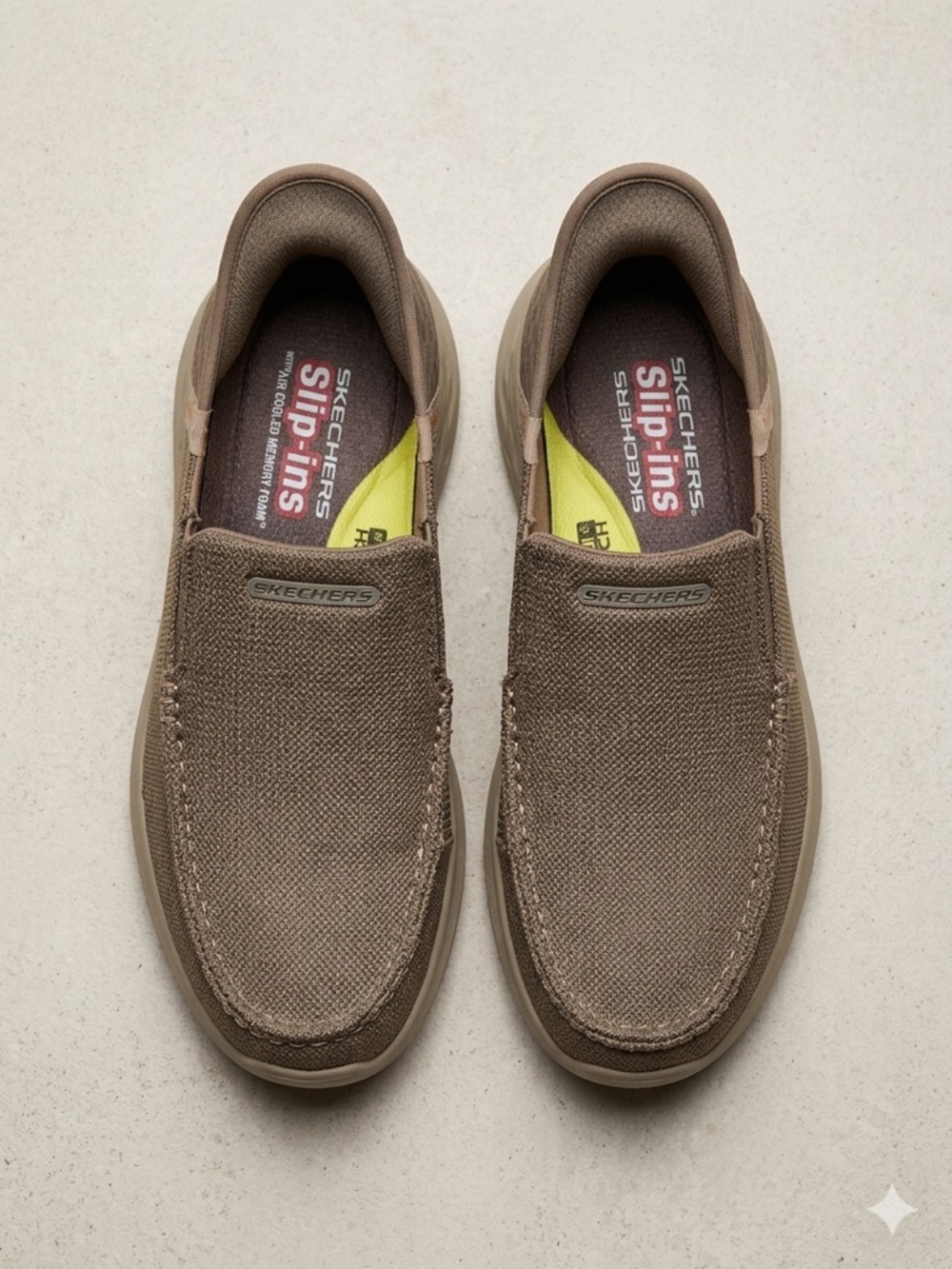 Skechers Men's Taupe Canvas Slip-On Loafers